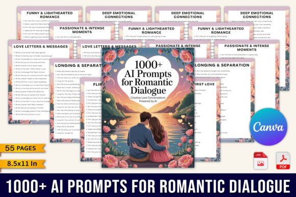 1000 AI Prompts for Romantic Dialogue: A Creative Planner for Love-Filled Conversations