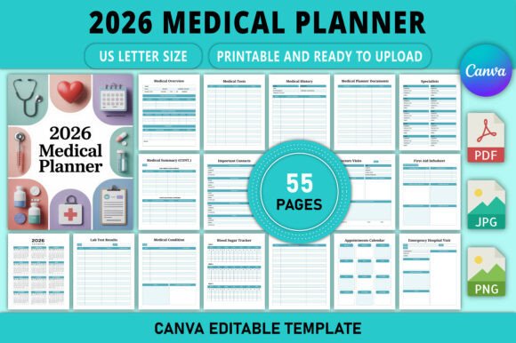 2026 Medical Planner Canva Template